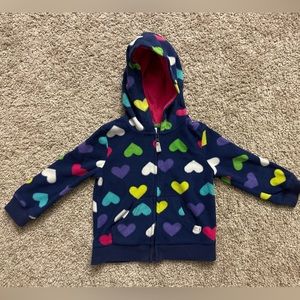 Carters Girls Fleece Lightweight Fall Jacket - Navy with Hearts